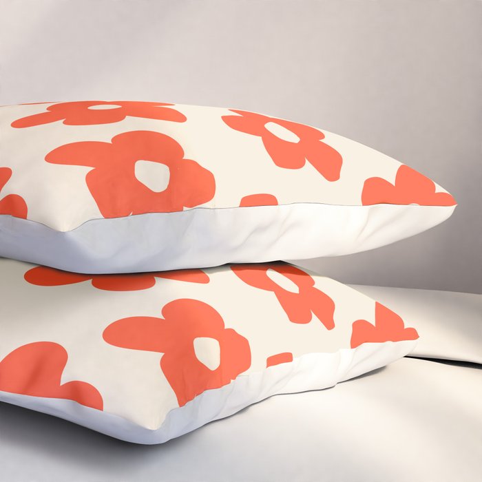 Retro 60s 70s Flower Pattern #pattern #vintage #poppy Pillow Sham Gallery Image 3