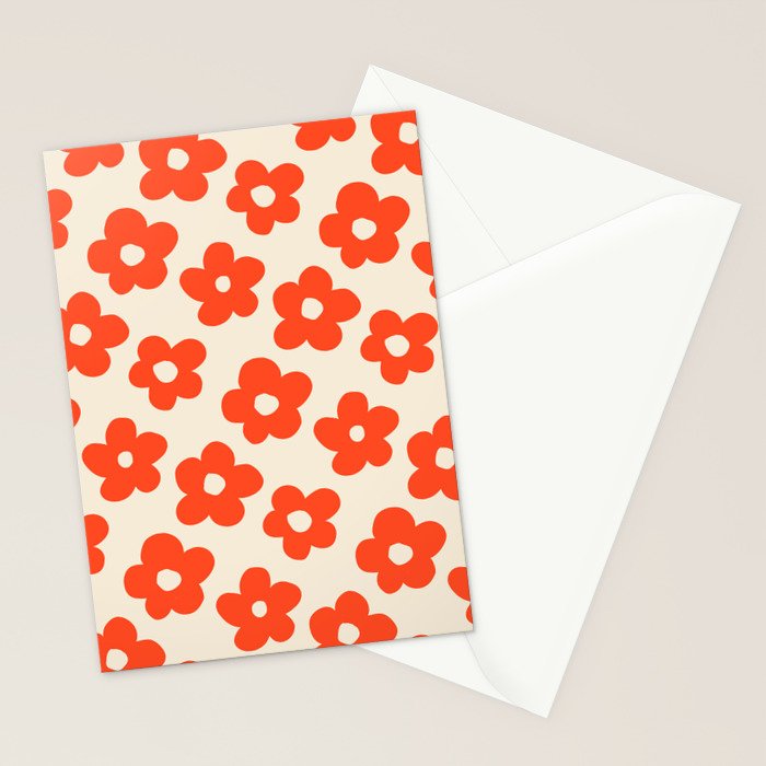 Retro 60s 70s Flower Pattern #pattern #vintage #poppy Stationery Card Gallery Image 2