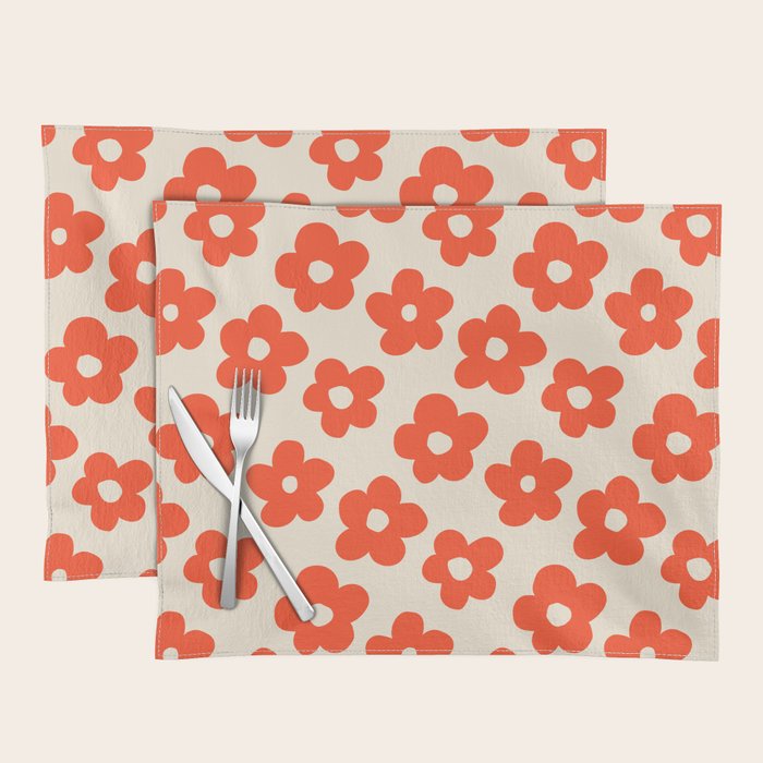 Retro 60s 70s Flower Pattern #pattern #vintage #poppy Placemat Gallery Image 1