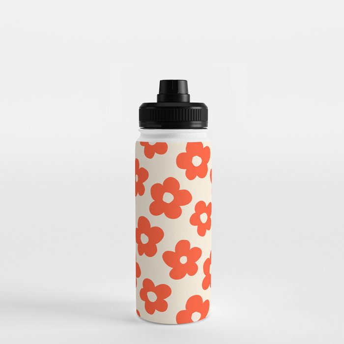 Retro 60s 70s Flower Pattern #pattern #vintage #poppy Water Bottle Gallery Image 3