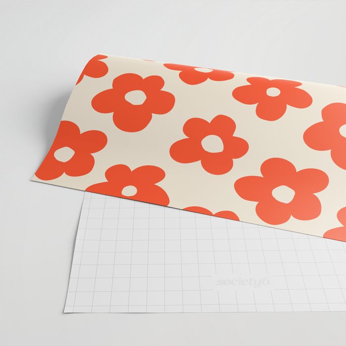 Retro 60s 70s Flower Pattern #pattern #vintage #poppy Wrapping Paper Gallery Image 2