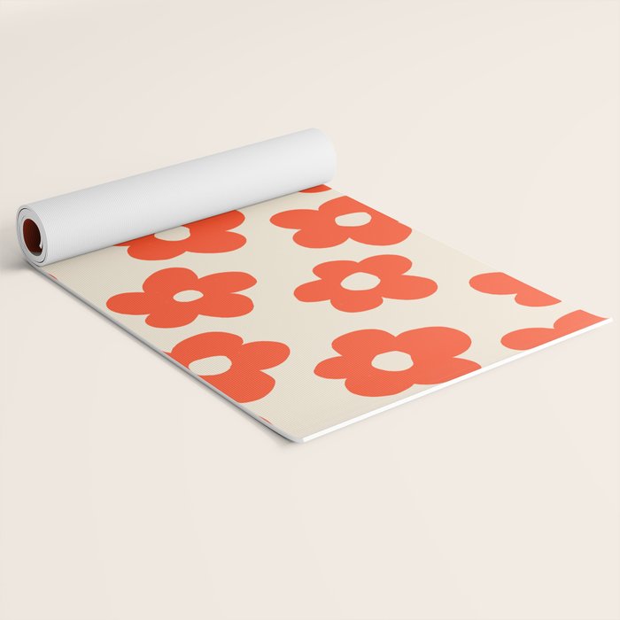 Retro 60s 70s Flower Pattern #pattern #vintage #poppy Yoga Mat Gallery Image 2
