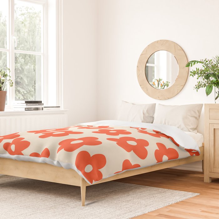 Retro 60s 70s Flower Pattern #pattern #vintage #poppy Duvet Cover Gallery Image 2