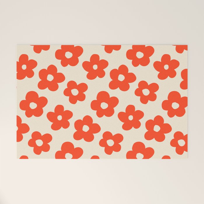 Retro 60s 70s Flower Pattern #pattern #vintage #poppy Welcome Mat Gallery Image 1