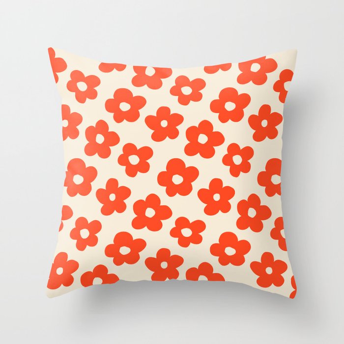 Retro 60s 70s Flower Pattern #pattern #vintage #poppy Throw Pillow Gallery Image 6