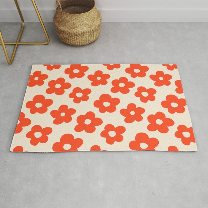 Retro 60s 70s Flower Pattern #pattern #vintage #poppy Rug Gallery Image 1