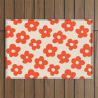 Retro 60s 70s Flower Pattern #pattern #vintage #poppy Outdoor Rug Gallery Image 1