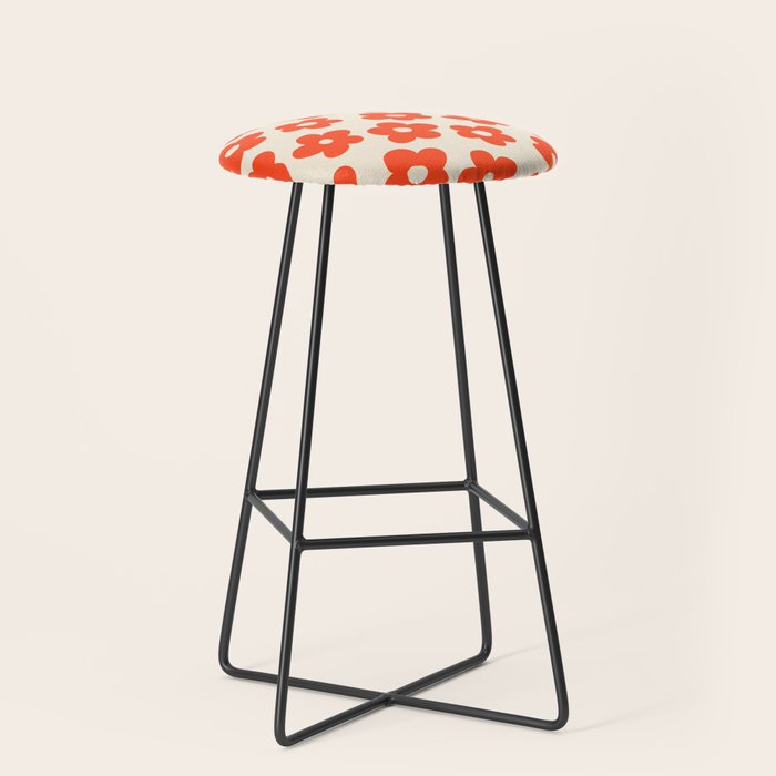 Retro 60s 70s Flower Pattern #pattern #vintage #poppy Stool
