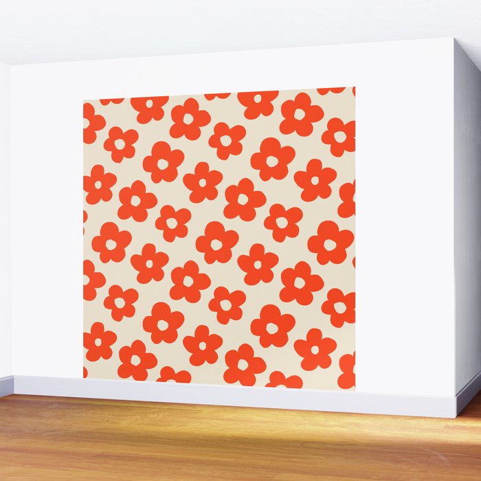Retro 60s 70s Flower Pattern #pattern #vintage #poppy Wall Mural Gallery Image 2