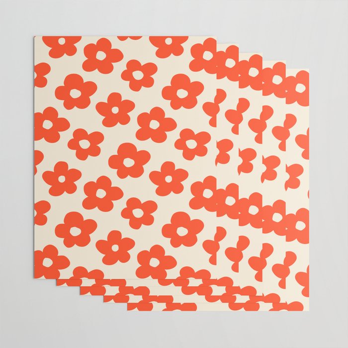 Retro 60s 70s Flower Pattern #pattern #vintage #poppy Wrapping Paper Gallery Image 3