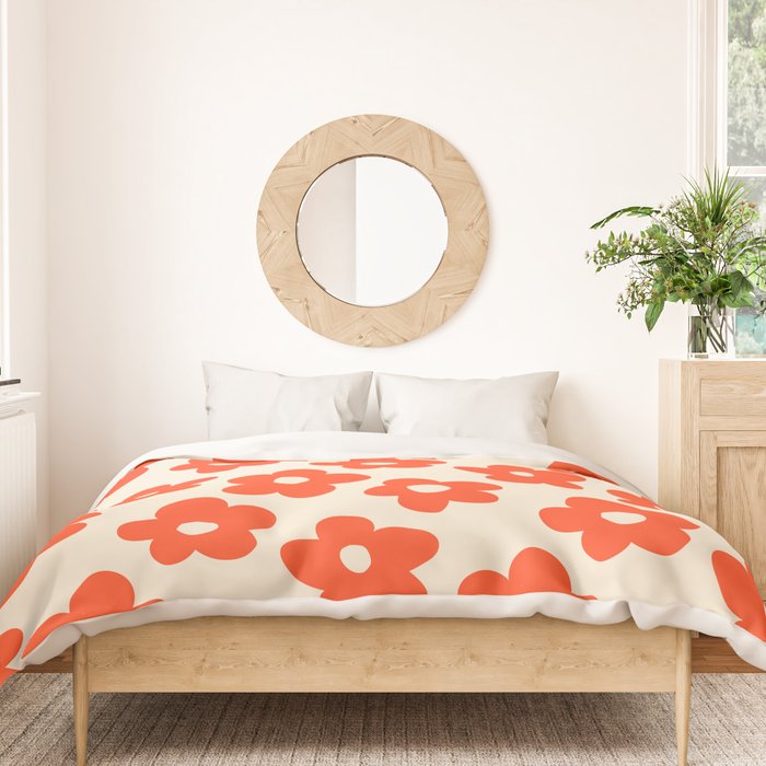 Retro 60s 70s Flower Pattern #pattern #vintage #poppy Duvet Cover Gallery Image 3