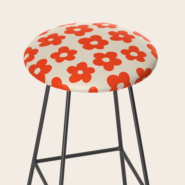 Retro 60s 70s Flower Pattern #pattern #vintage #poppy Stool Gallery Image 2