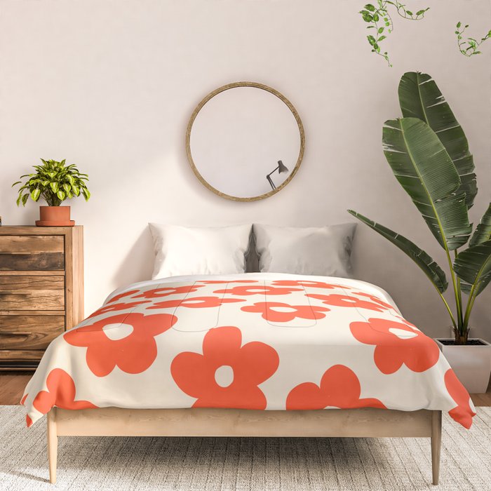 Retro 60s 70s Flower Pattern #pattern #vintage #poppy Comforter Gallery Image 3