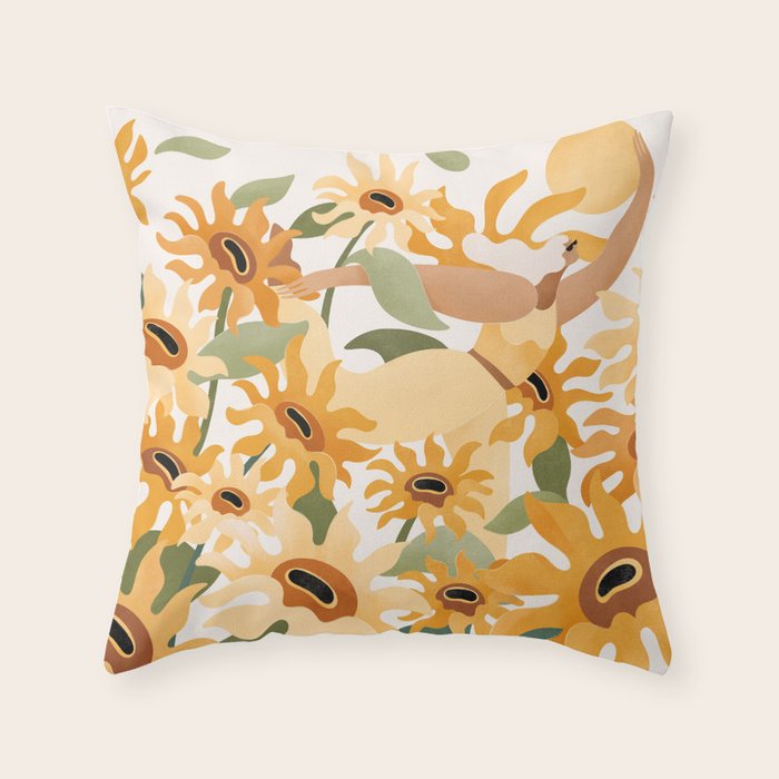 Face the sunshine Throw Pillow Gallery Image 1