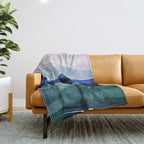 Misty morning blue hills abstract Throw Blanket Gallery Image 1