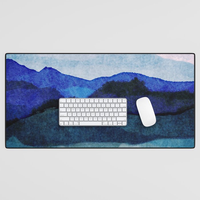 Misty morning blue hills abstract Desk Mat Gallery Image 1