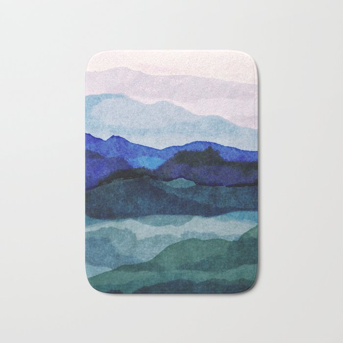 Misty morning blue hills abstract Bath Mat Gallery Image 1