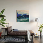 Misty morning blue hills abstract Wood Wall Art Gallery Image 2