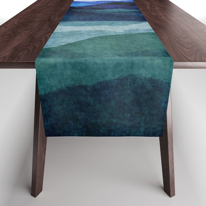 Misty morning blue hills abstract Table Runner Gallery Image 1