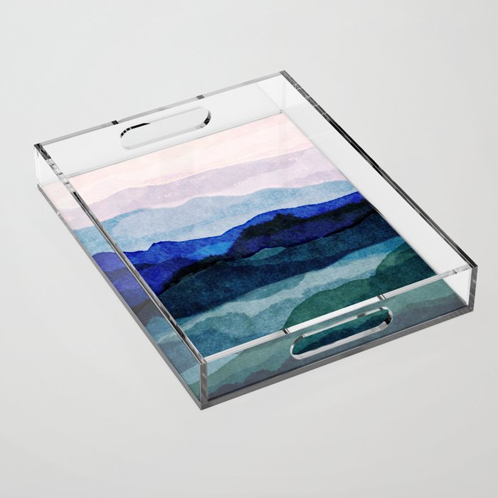 Misty morning blue hills abstract Acrylic Tray Gallery Image 1