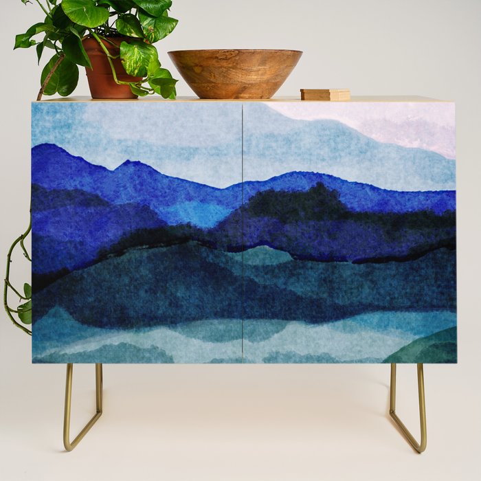 Misty morning blue hills abstract Credenza Gallery Image 1