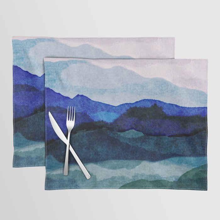 Misty morning blue hills abstract Placemat Gallery Image 1