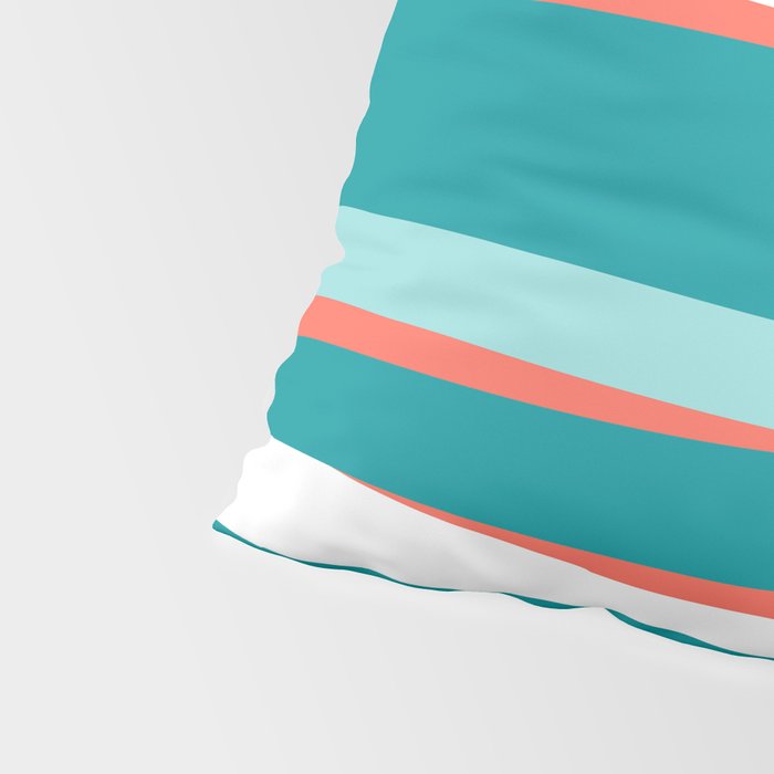 Colorful Stripes, Coral, Teal and Aqua Pillow Sham Gallery Image 4