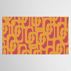 Mid Century Modern Loop Pattern Mustard and Magenta Tablecloth Gallery Image 2