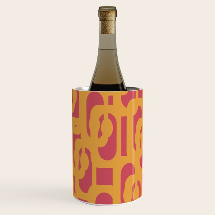 Mid Century Modern Loop Pattern Mustard and Magenta Wine Chiller Gallery Image 3