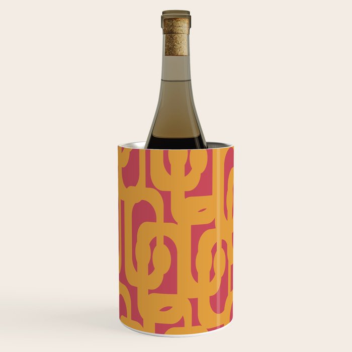 Mid Century Modern Loop Pattern Mustard and Magenta Wine Chiller Gallery Image 1