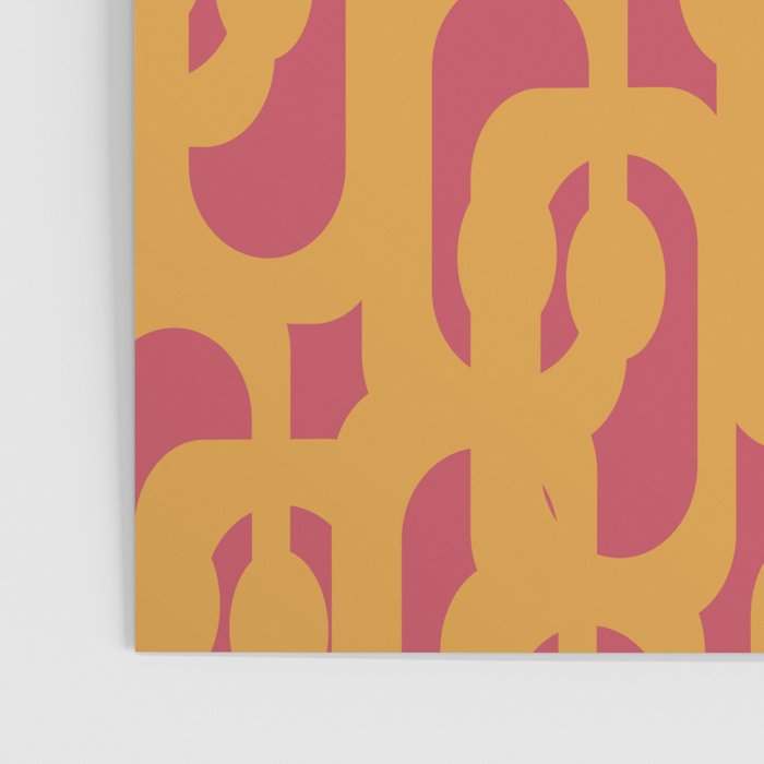 Mid Century Modern Loop Pattern Mustard and Magenta Poster Gallery Image 3