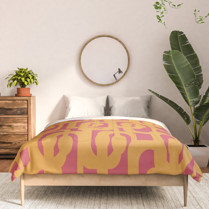 Mid Century Modern Loop Pattern Mustard and Magenta Comforter Gallery Image 3