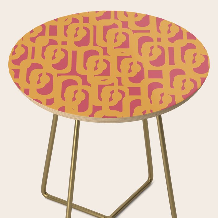 Mid Century Modern Loop Pattern Mustard and Magenta Side Table Gallery Image 2