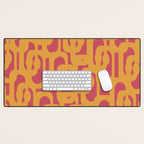 Mid Century Modern Loop Pattern Mustard and Magenta Desk Mat Gallery Image 1