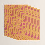 Mid Century Modern Loop Pattern Mustard and Magenta Wrapping Paper Gallery Image 3