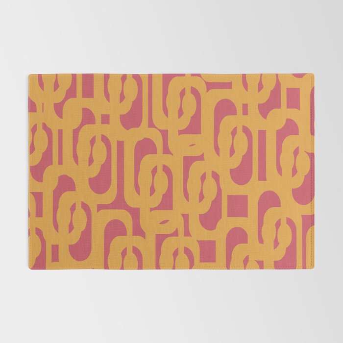 Mid Century Modern Loop Pattern Mustard and Magenta Rug Gallery Image 2
