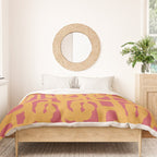 Mid Century Modern Loop Pattern Mustard and Magenta Duvet Cover Gallery Image 3