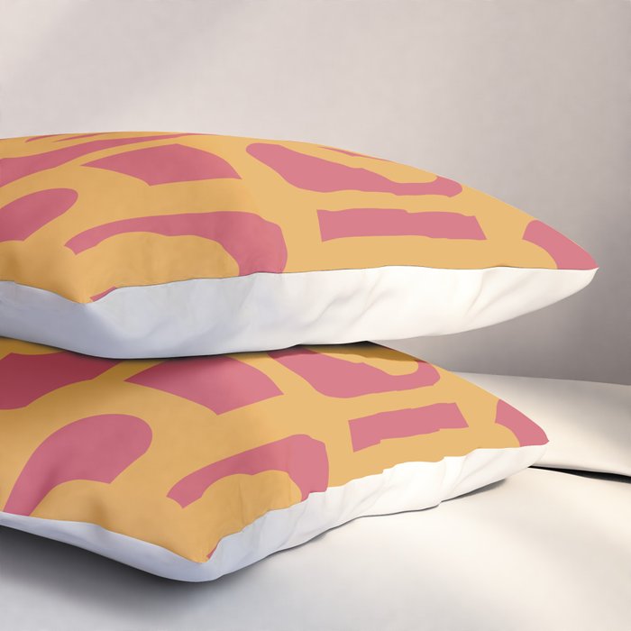 Mid Century Modern Loop Pattern Mustard and Magenta Pillow Sham Gallery Image 3