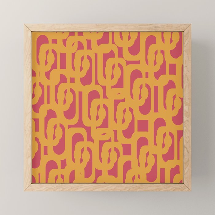 Mid Century Modern Loop Pattern Mustard and Magenta Mini Art Print Gallery Image 1