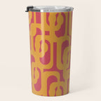 Mid Century Modern Loop Pattern Mustard and Magenta Travel Mug Gallery Image 3