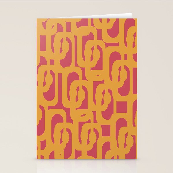 Mid Century Modern Loop Pattern Mustard and Magenta Stationery Card Gallery Image 1