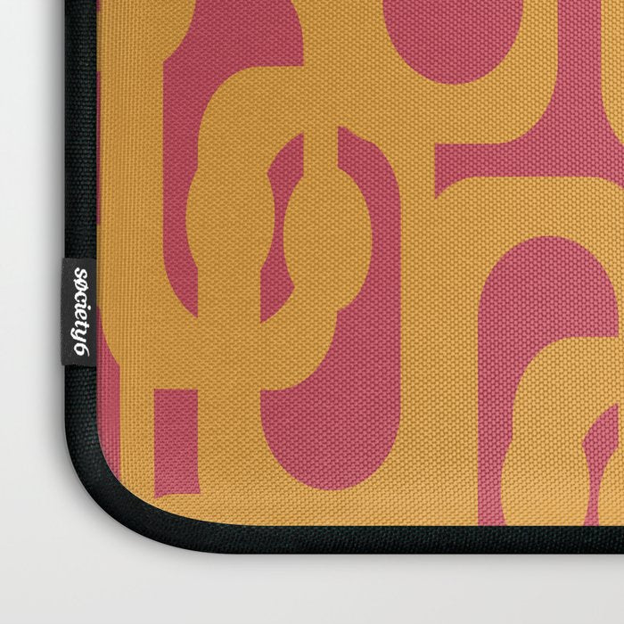 Mid Century Modern Loop Pattern Mustard and Magenta Laptop Sleeve Gallery Image 3
