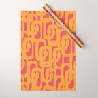 Mid Century Modern Loop Pattern Mustard and Magenta Wrapping Paper Gallery Image 1