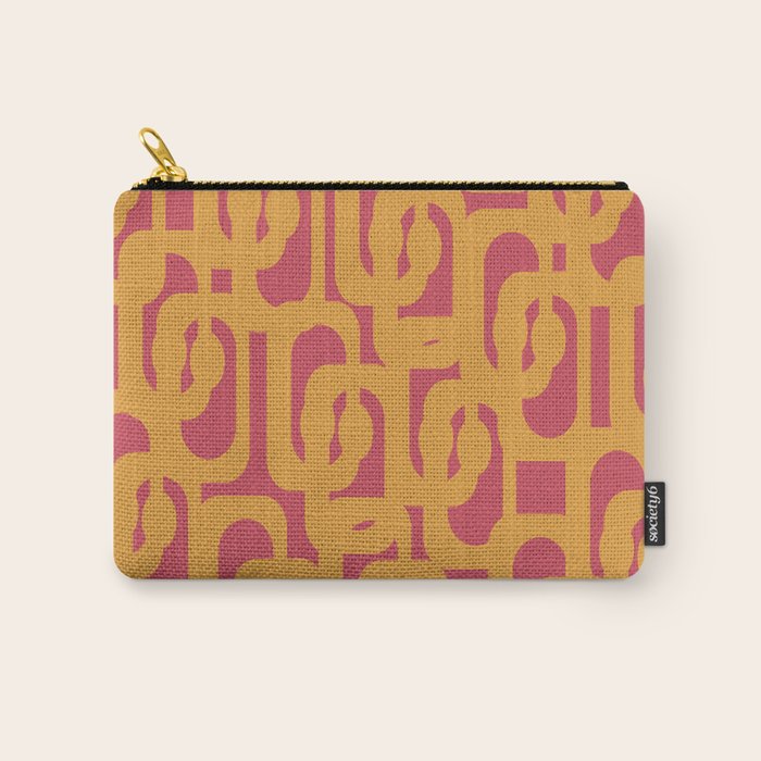 Mid Century Modern Loop Pattern Mustard and Magenta Carry All Pouch Gallery Image 1