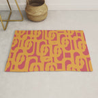 Mid Century Modern Loop Pattern Mustard and Magenta Rug Gallery Image 1