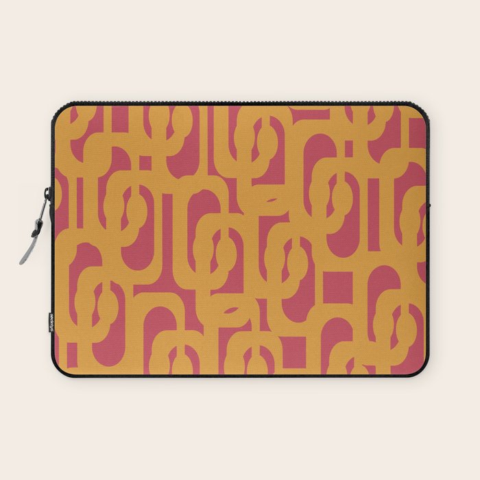 Mid Century Modern Loop Pattern Mustard and Magenta Laptop Sleeve Gallery Image 1