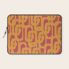 Mid Century Modern Loop Pattern Mustard and Magenta Laptop Sleeve Gallery Image 1