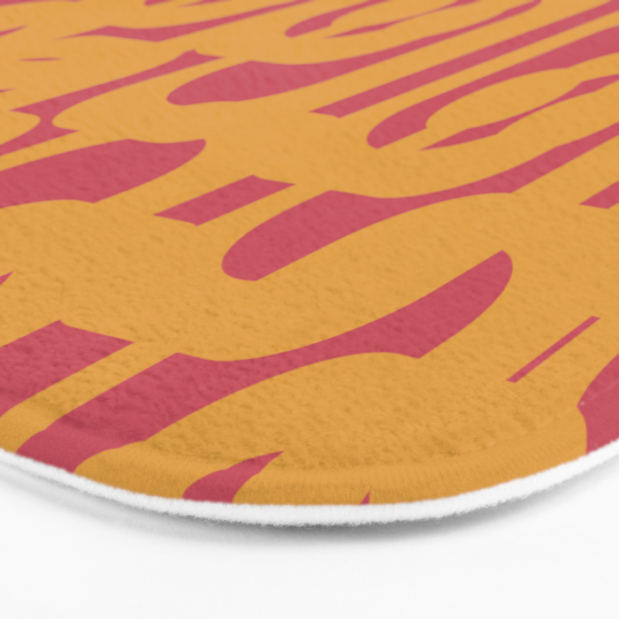 Mid Century Modern Loop Pattern Mustard and Magenta Bath Mat Gallery Image 3