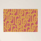 Mid Century Modern Loop Pattern Mustard and Magenta Welcome Mat Gallery Image 1
