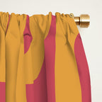 Mid Century Modern Loop Pattern Mustard and Magenta Window Curtain Gallery Image 2